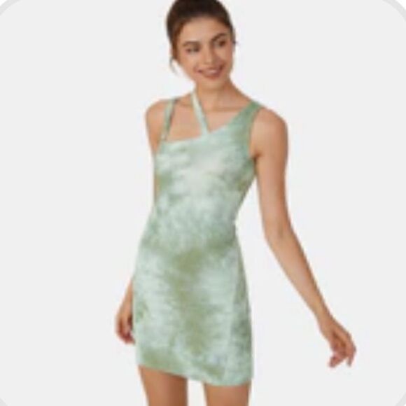 Halara Everyday Asymmetric Neck Tie-Dye Mini Dress Size Medium NWT - Picture 1 of 4